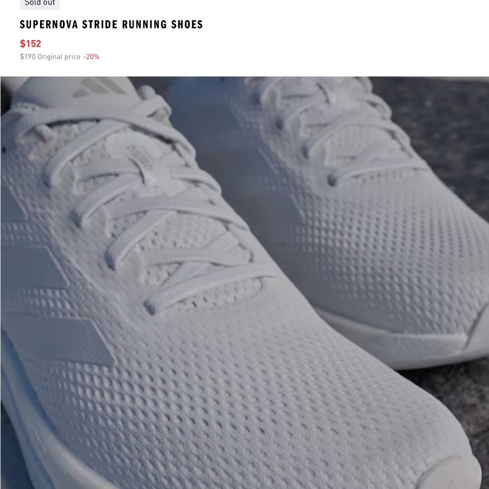 Adidas Supernova Stride Athletic Shoes - White